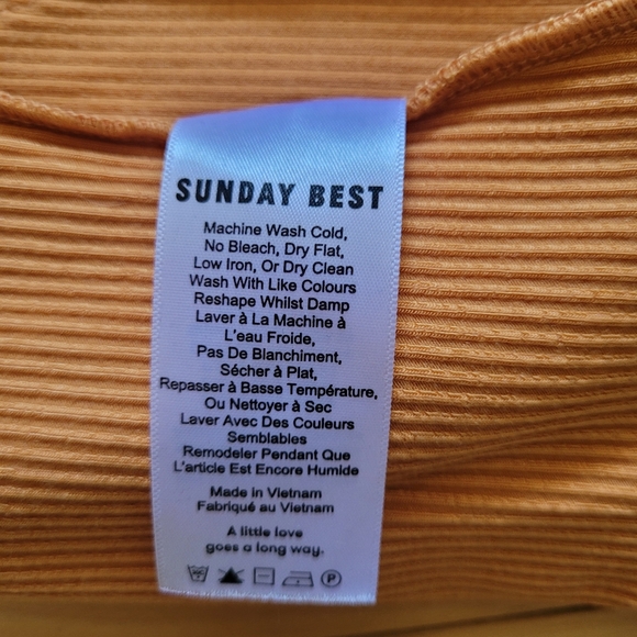 Sunday Best Orange Firecracker Ruffle Strap Ribbed Thong-cut Bodysuit, Size XS - Picture 8 of 11